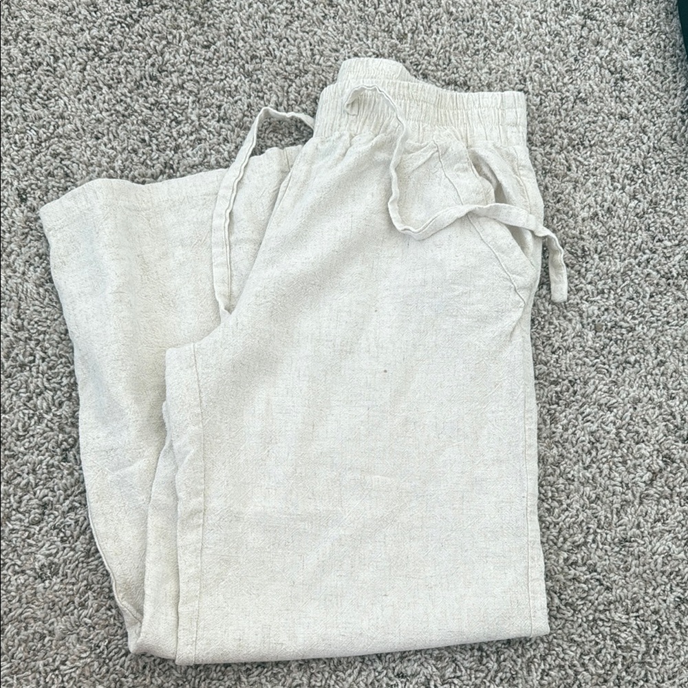 Casual Cream Linen Pants